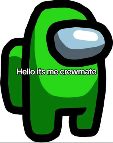 Un crewmate animado interpretando el diálogo telefónico de Hello, It's Me Crewmate