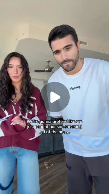 Couple pretending they caught their son sneaking out