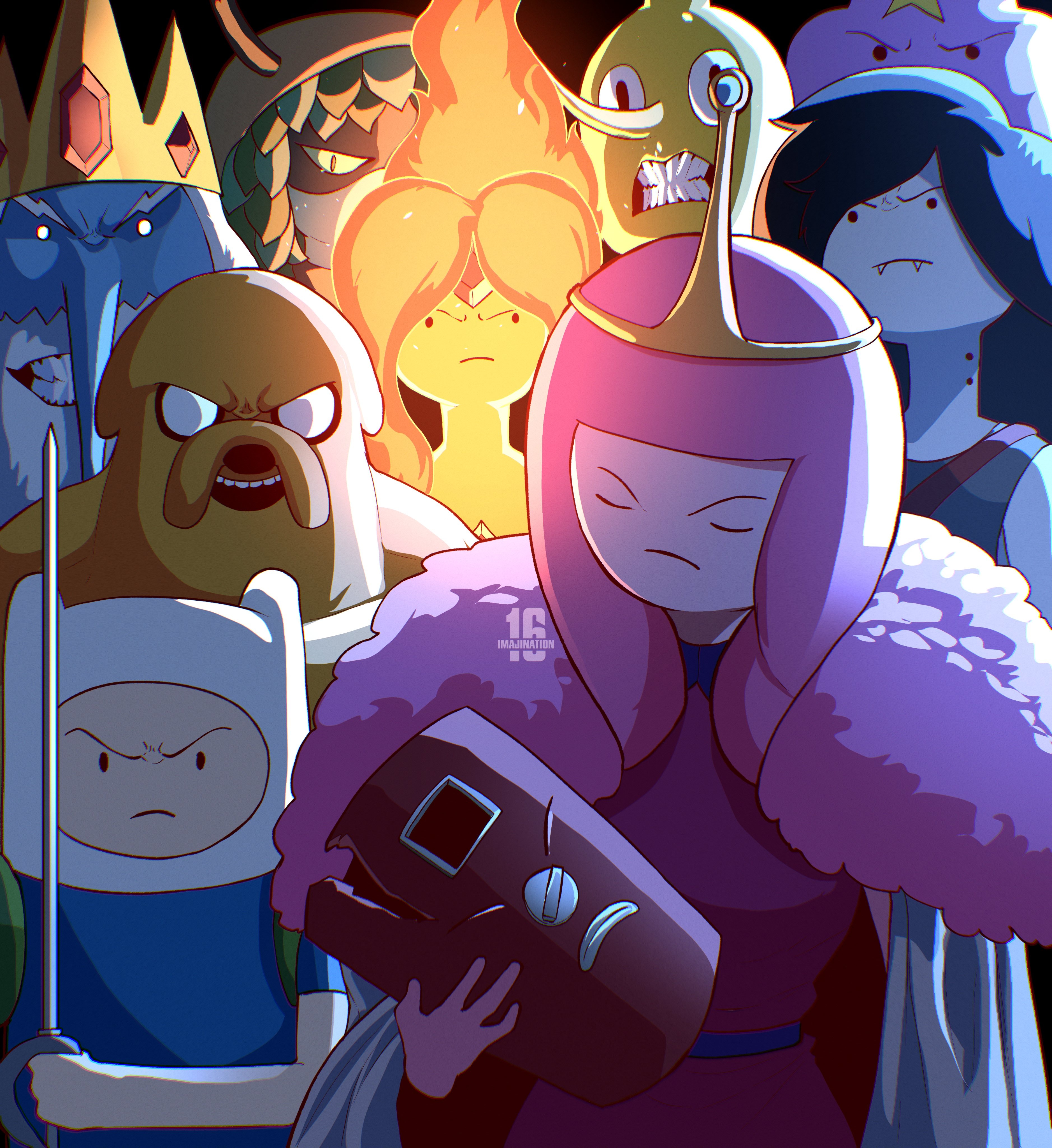Elenco de Adventure Time redibujado en la composición de Thragg y los viltrumitas